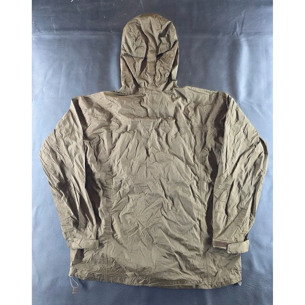 LL Bean Mens Olive Green Ripstop Nylon Hooded Rain Jacket Windbreaker 0ALB6